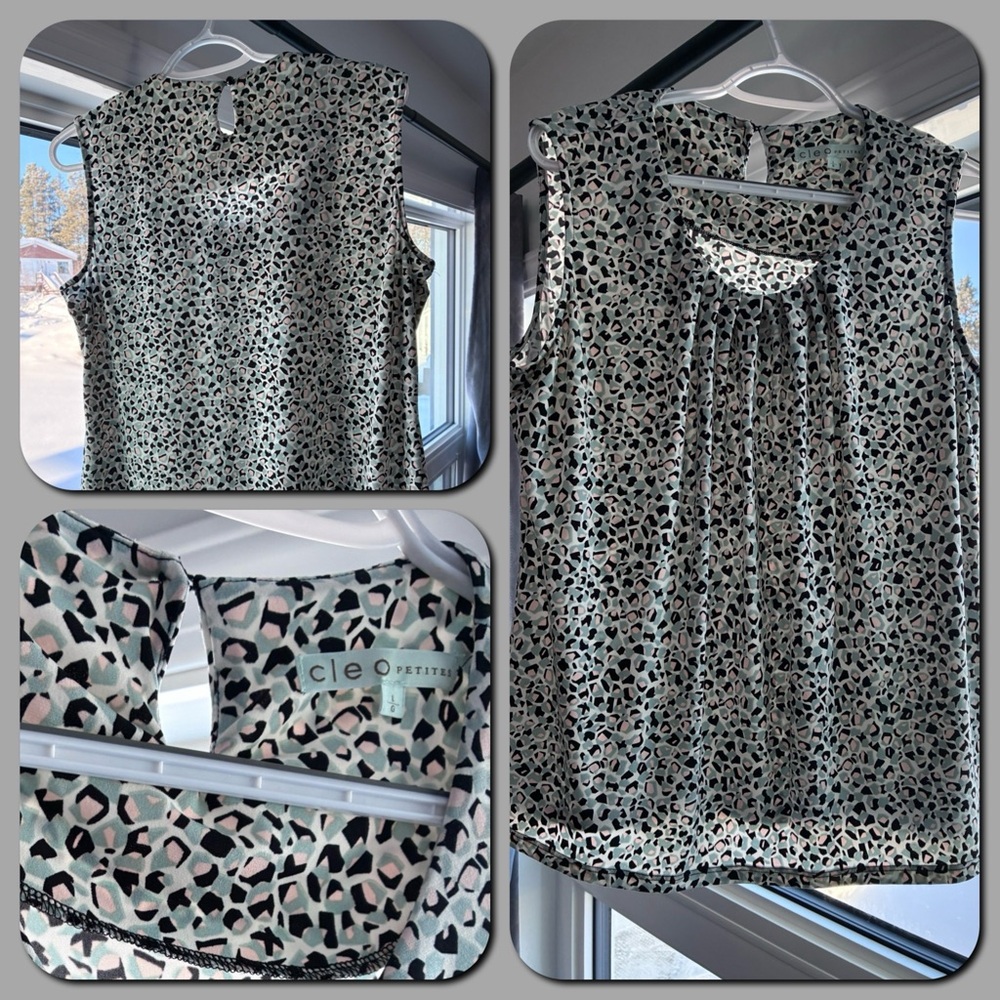 Cleo Women's Black and White Leopard Print Blouse